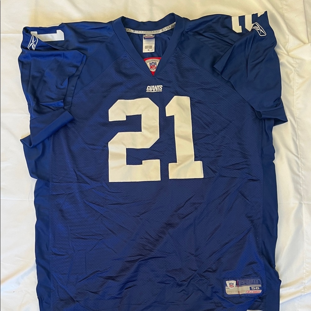 Tiki Barber NFL Reebok Blue Football Jersey- size 56